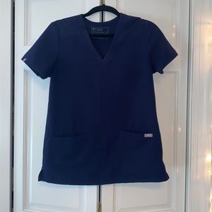 Figs Navy Blue Three Pocket Scrub Top